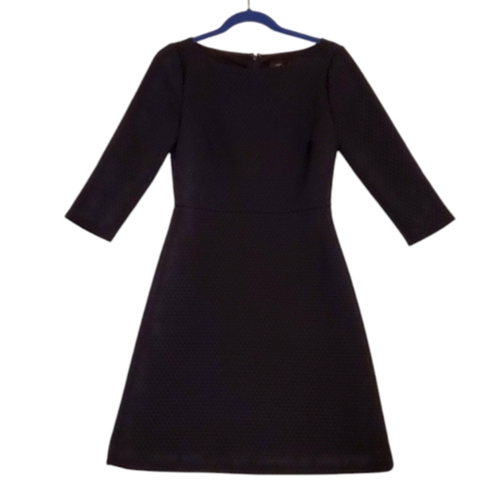 Women's J. Crew Elegant Navy Textured‎ Zipup Dress Size 2